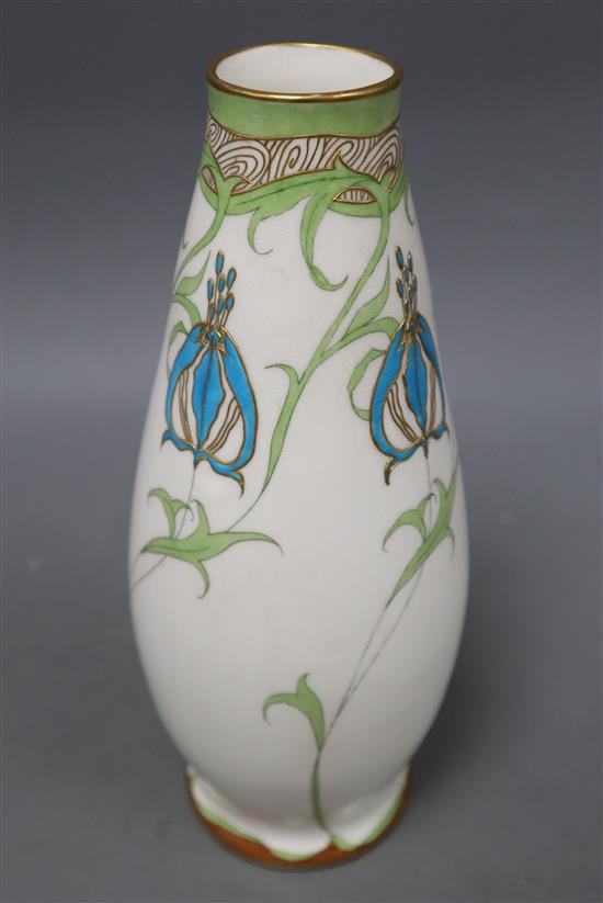 A Mintons Art Nouveau bone china vase, height 20cm